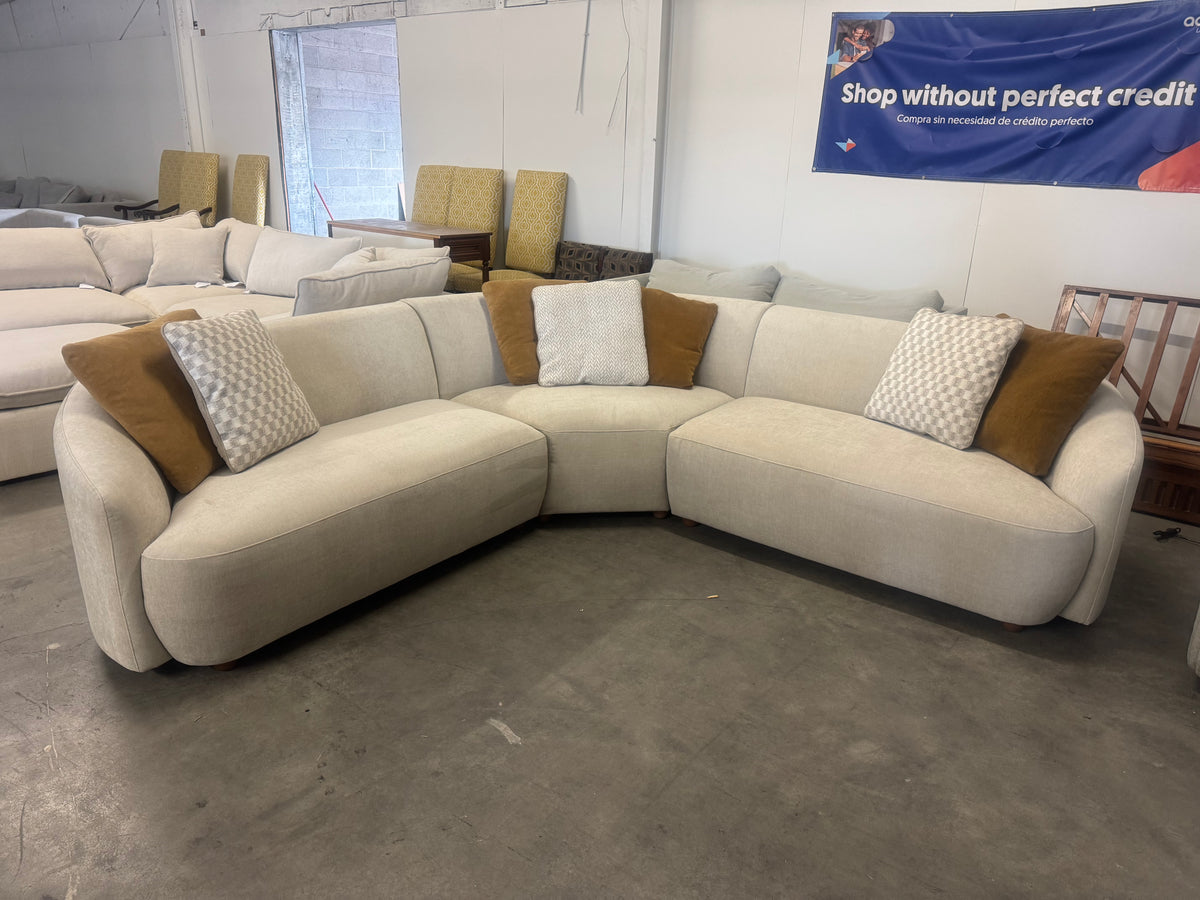 Beige Curved Modern Sectional Couch