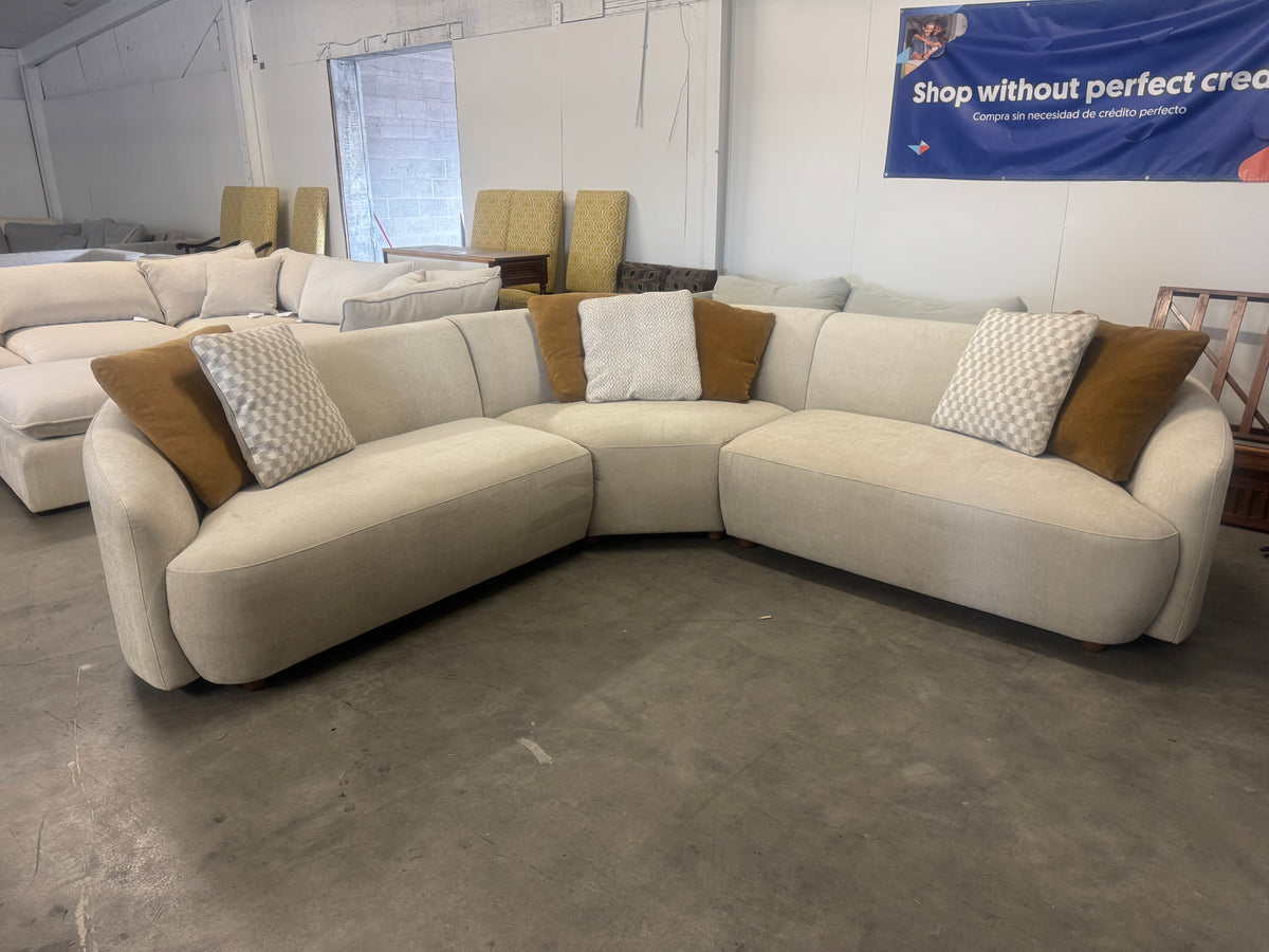 Beige Curved Modern Sectional Couch