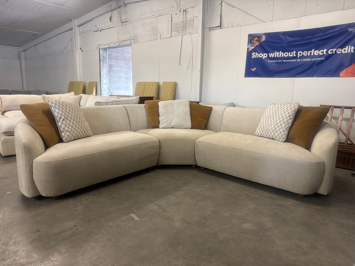 Beige Curved Modern Sectional Couch